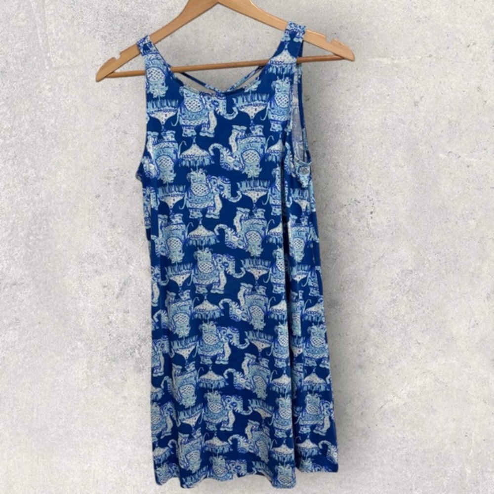 Lilly Pulitzer Kristen dress Deep Indigo Joy Ride Elephant print